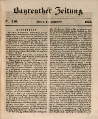 Bayreuther Zeitung Freitag 11. September 1846