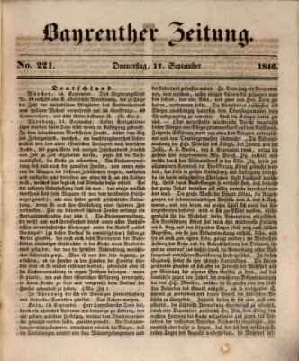 Bayreuther Zeitung Donnerstag 17. September 1846