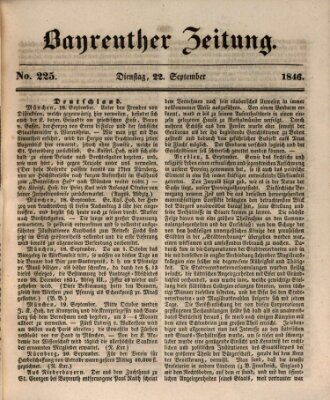 Bayreuther Zeitung Dienstag 22. September 1846