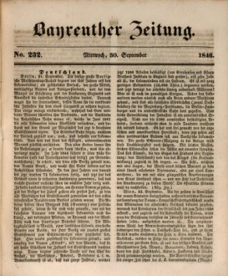 Bayreuther Zeitung Mittwoch 30. September 1846