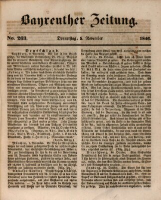 Bayreuther Zeitung Donnerstag 5. November 1846