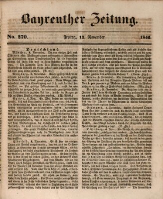 Bayreuther Zeitung Freitag 13. November 1846