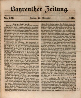 Bayreuther Zeitung Freitag 20. November 1846