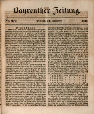 Bayreuther Zeitung Dienstag 24. November 1846