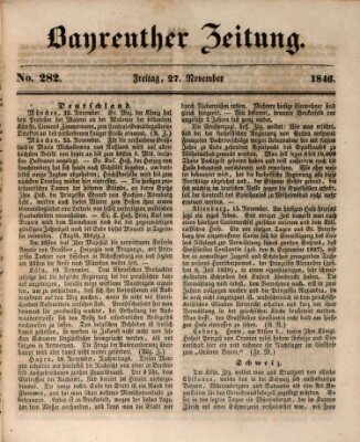 Bayreuther Zeitung Freitag 27. November 1846