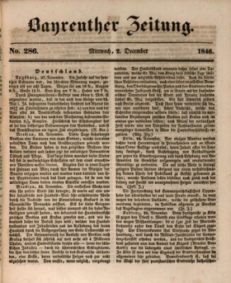 Bayreuther Zeitung Mittwoch 2. Dezember 1846