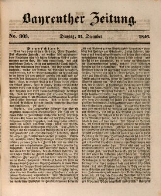 Bayreuther Zeitung Dienstag 22. Dezember 1846