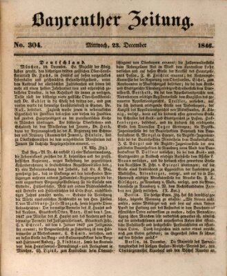 Bayreuther Zeitung Mittwoch 23. Dezember 1846