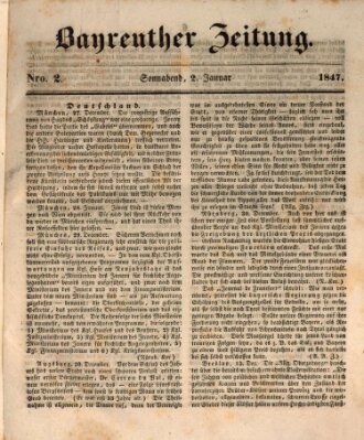 Bayreuther Zeitung Samstag 2. Januar 1847