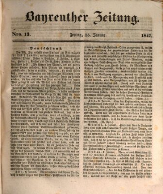 Bayreuther Zeitung Freitag 15. Januar 1847