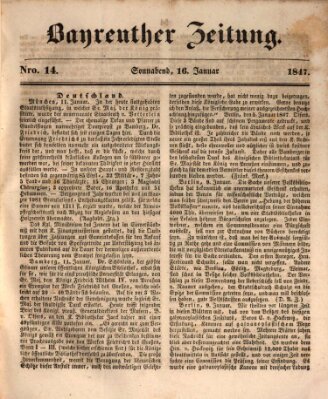 Bayreuther Zeitung Samstag 16. Januar 1847