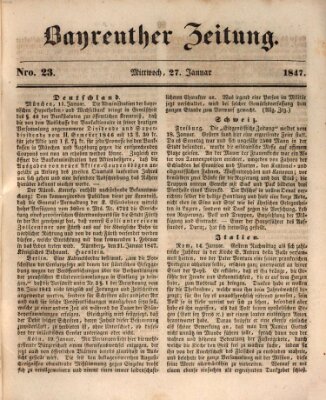 Bayreuther Zeitung Mittwoch 27. Januar 1847