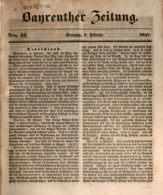 Bayreuther Zeitung Sonntag 7. Februar 1847