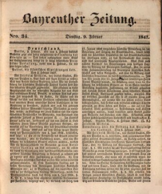 Bayreuther Zeitung Dienstag 9. Februar 1847