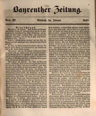 Bayreuther Zeitung Mittwoch 24. Februar 1847