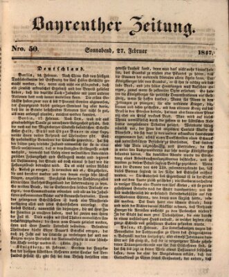 Bayreuther Zeitung Samstag 27. Februar 1847