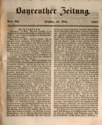 Bayreuther Zeitung Dienstag 16. März 1847