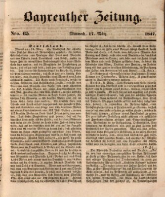 Bayreuther Zeitung Mittwoch 17. März 1847