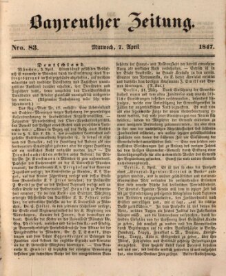 Bayreuther Zeitung Mittwoch 7. April 1847