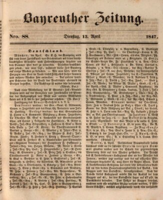 Bayreuther Zeitung Dienstag 13. April 1847