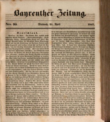 Bayreuther Zeitung Mittwoch 21. April 1847