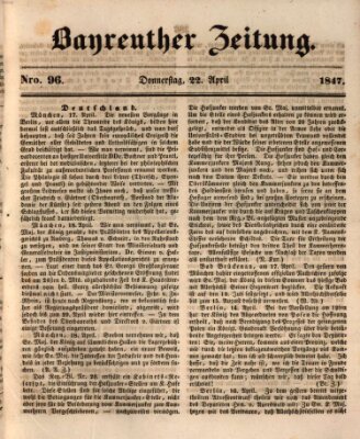 Bayreuther Zeitung Donnerstag 22. April 1847