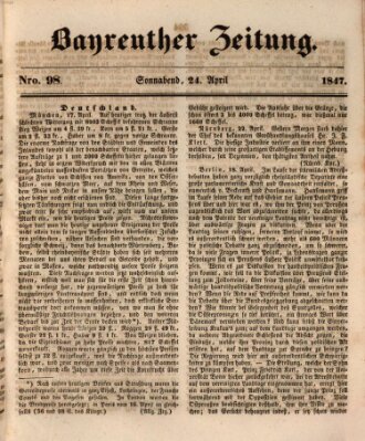 Bayreuther Zeitung Samstag 24. April 1847