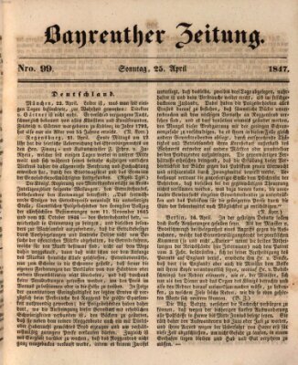 Bayreuther Zeitung Sonntag 25. April 1847