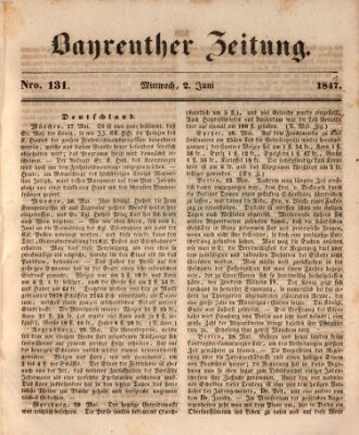 Bayreuther Zeitung Mittwoch 2. Juni 1847