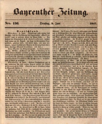 Bayreuther Zeitung Dienstag 8. Juni 1847