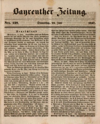 Bayreuther Zeitung Donnerstag 10. Juni 1847