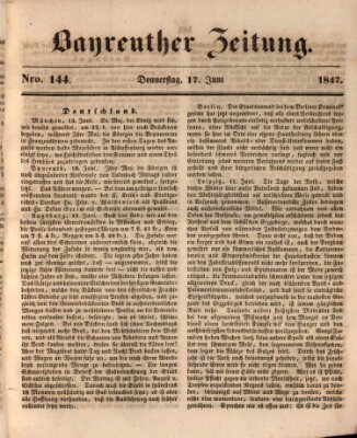 Bayreuther Zeitung Donnerstag 17. Juni 1847