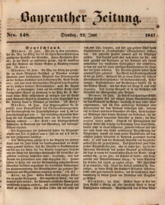 Bayreuther Zeitung Dienstag 22. Juni 1847