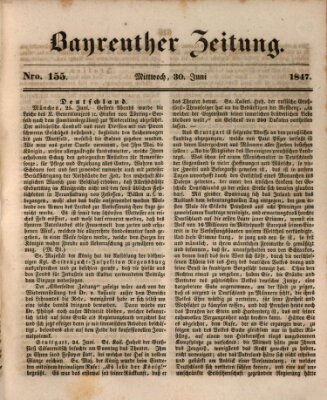 Bayreuther Zeitung Mittwoch 30. Juni 1847