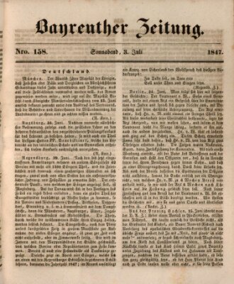 Bayreuther Zeitung Samstag 3. Juli 1847