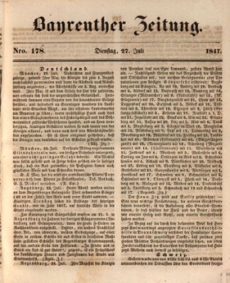 Bayreuther Zeitung Dienstag 27. Juli 1847