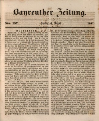 Bayreuther Zeitung Freitag 6. August 1847