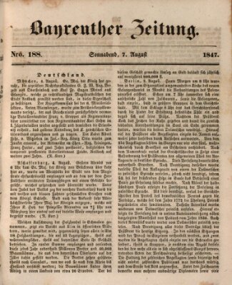 Bayreuther Zeitung Samstag 7. August 1847