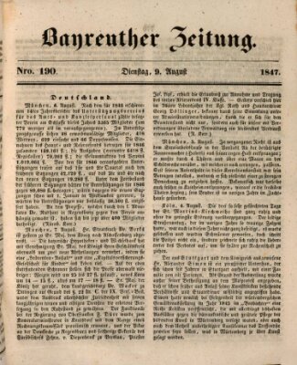 Bayreuther Zeitung Montag 9. August 1847