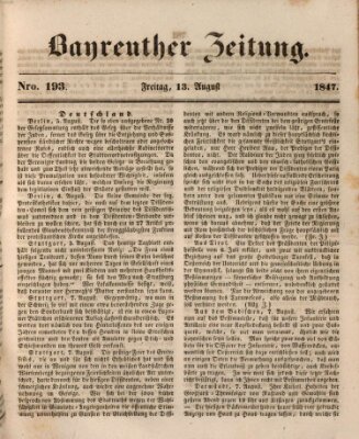 Bayreuther Zeitung Freitag 13. August 1847