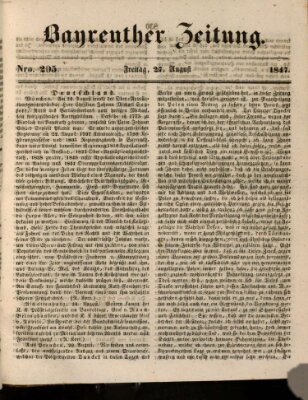 Bayreuther Zeitung Freitag 27. August 1847