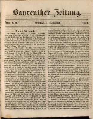 Bayreuther Zeitung Mittwoch 1. September 1847