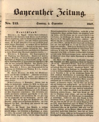 Bayreuther Zeitung Sonntag 5. September 1847