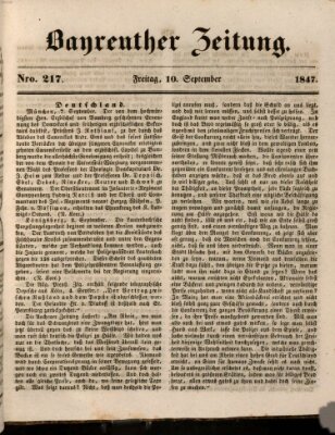 Bayreuther Zeitung Freitag 10. September 1847