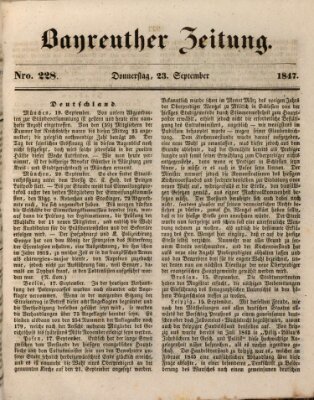 Bayreuther Zeitung Donnerstag 23. September 1847