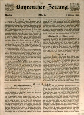 Bayreuther Zeitung Montag 3. Januar 1848