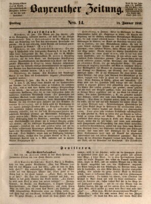 Bayreuther Zeitung Freitag 14. Januar 1848