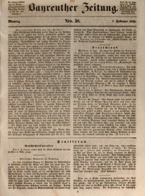 Bayreuther Zeitung Montag 7. Februar 1848