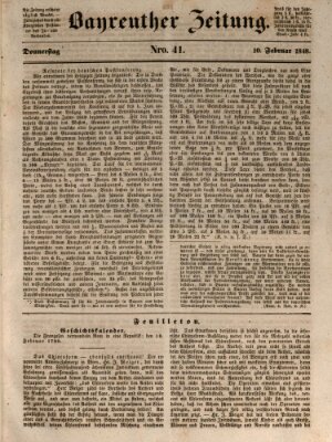 Bayreuther Zeitung Donnerstag 10. Februar 1848