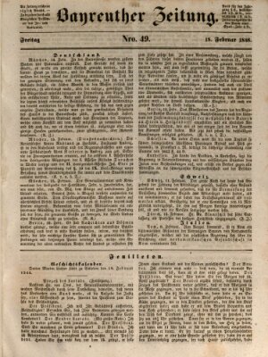 Bayreuther Zeitung Freitag 18. Februar 1848